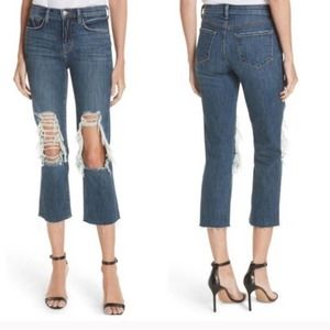 L’agence Jordan Cropped Ripped Jeans Size 28 NWT